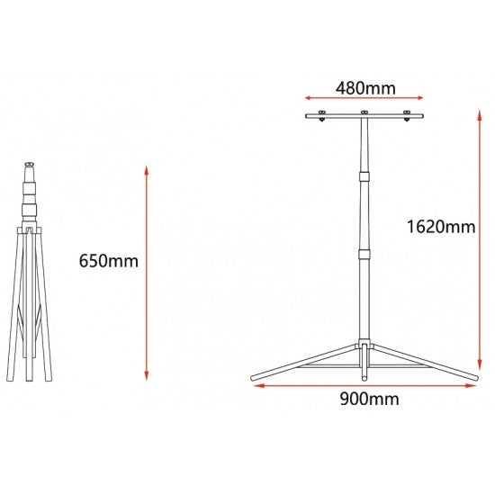 Trepied pentru 2 Proiectoare, Telescopic, 650–1620 mm