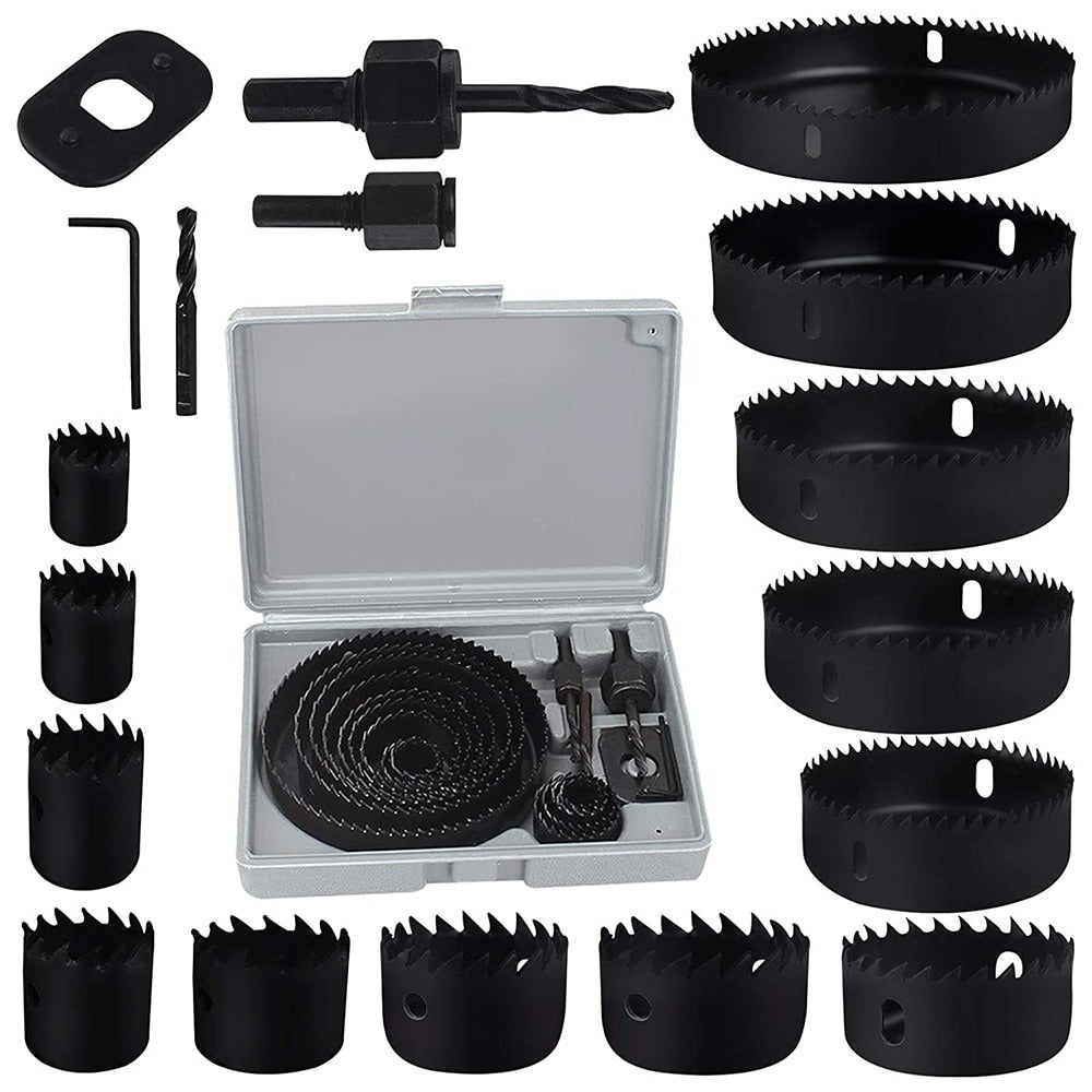 Set freze pentru gaurit lemn si rigips, 16 piese, diametru 19-127 mm