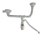 Sifon pentru Chiuvetă Dublă B710V, Racord Preaplin Rotund, 1 1/2" (Ø 40), Grilă din Oțel Inoxidabil Ø115