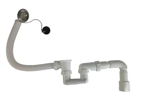 Sistem de Scurgere pentru Cadă și Duș S12 cu Sifon și Preaplin, 1 1/2" (Ø 40), Grilă din Oțel Inoxidabil