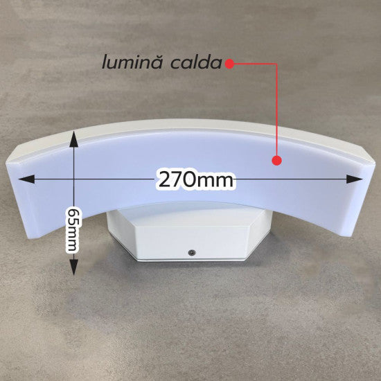 Aplica LED concava ALBA, 24W, 2160 lm, 270x65 mm