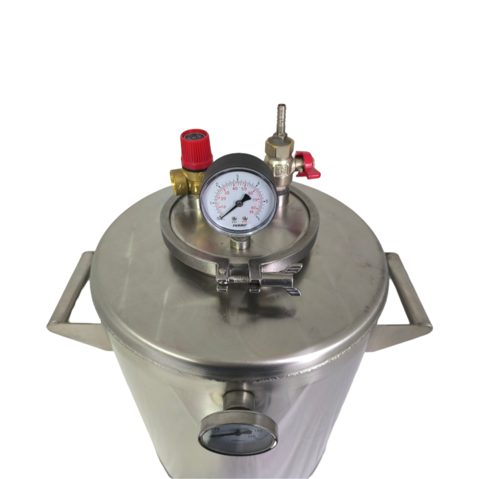 AutoclavZEP 40L pentru fabricarea conservelor, inox AISI 304, termometru 120C, manometru 6 bari, suport borcane inclus