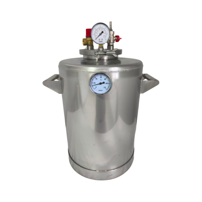 AutoclavZEP 40L pentru fabricarea conservelor, inox AISI 304, termometru 120C, manometru 6 bari, suport borcane inclus