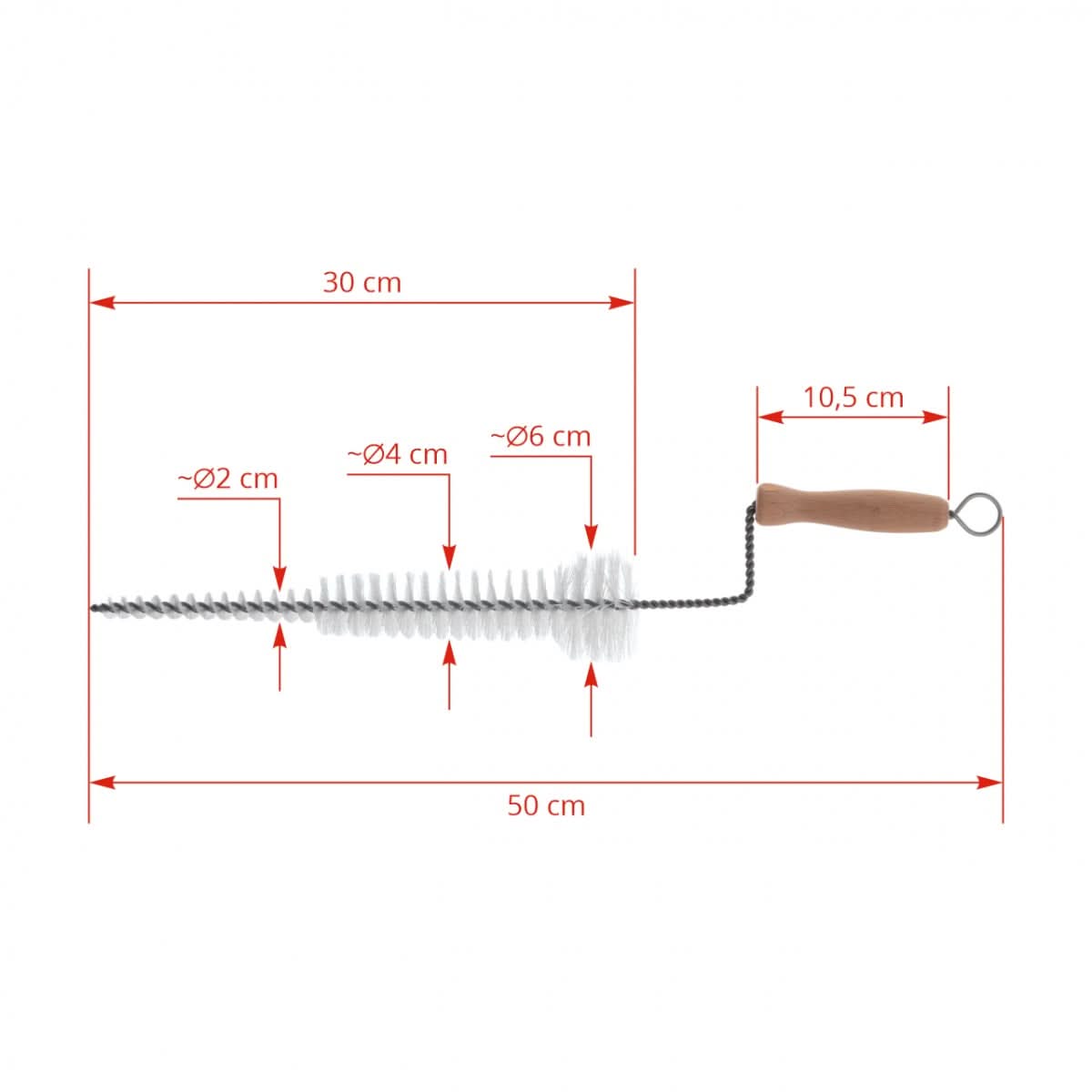 Perie spirala curatare mansoane 50 cm cu maner lemn