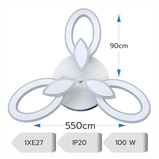 Lustra LED Living 100W, 3 Brate, Telecomanda IR, 3 Culori, 550 mm