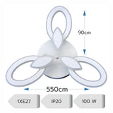 Lustra LED Living 100W, 3 Brate, Telecomanda IR, 3 Culori, 550 mm