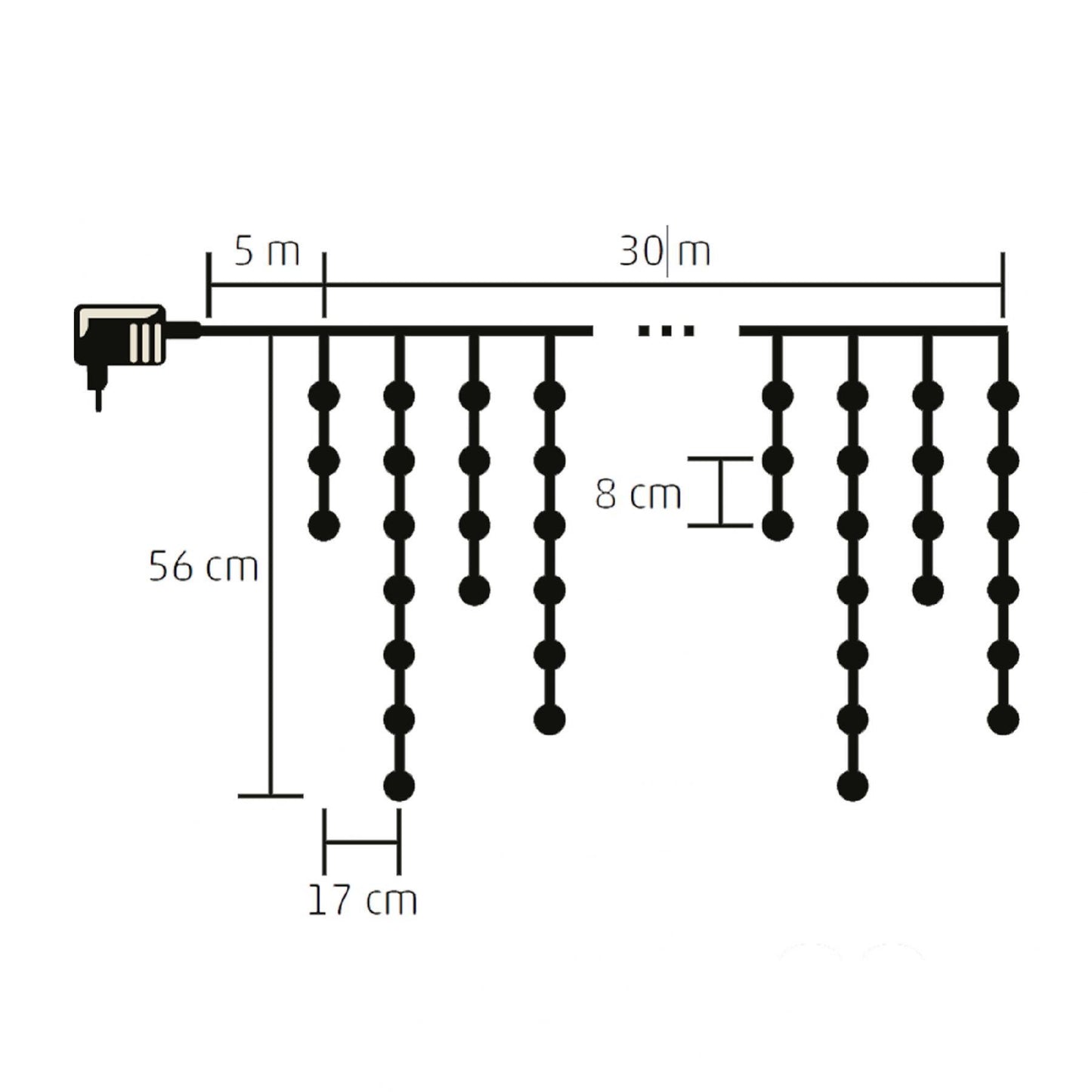 Perdea lumini LED tip sloi de gheata, 900 LED alb rece, 8 programe, timer 6h/18h, interior exterior, adaptor IP44