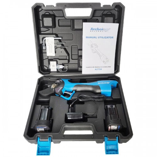Foarfeca electrica de gradina cu acumulator Archer A2758, 14.4V, 30 mm, 2 baterii, 0.8 kg, valiza transport