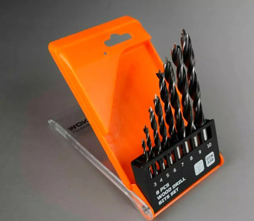 Set 8 burghie pentru lemn, 3–10 mm, diferite dimensiuni, pentru bormasina