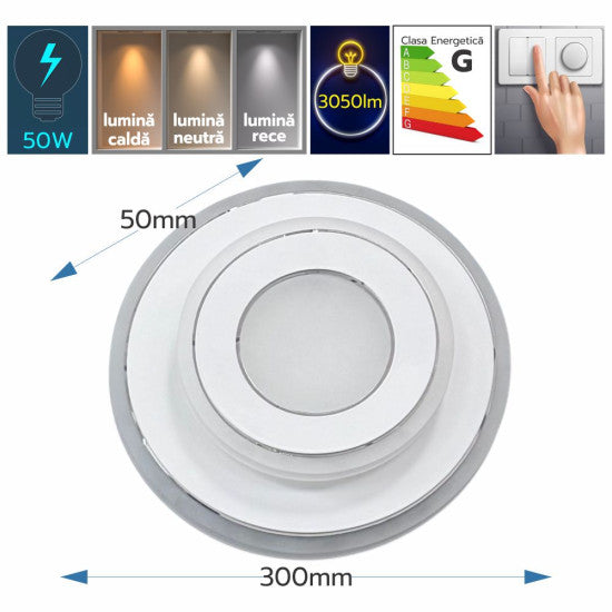 Plafoniera LED Deimos 50W, 3050lm, 300x50mm