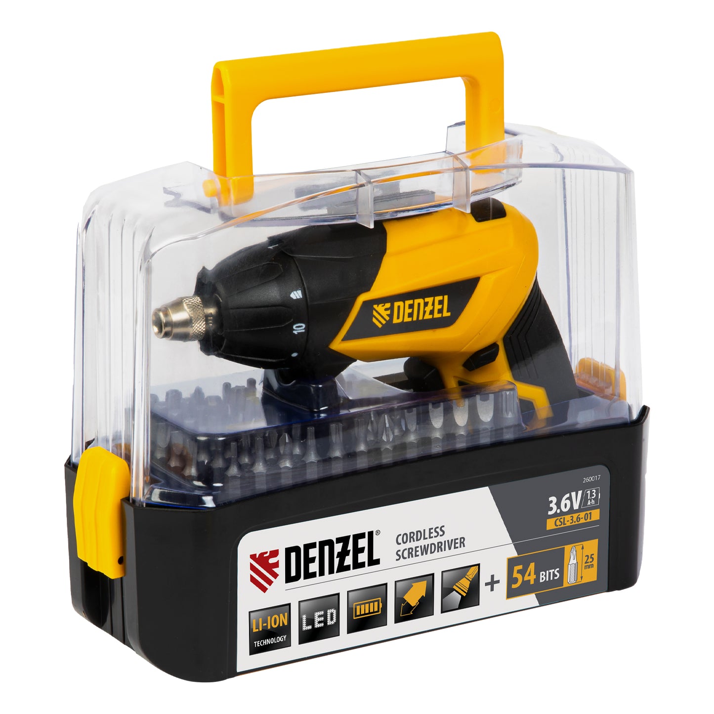 Surubelnita cu acumulator Denzel CSL-3,6-01, Li-Ion 3.6 V, 1.3 Ah, cu accesorii