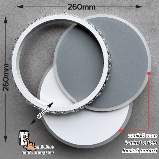 Aplica LED Elara 31W, 2400 lm, 260x60 mm, 3000K/4000K/6500K