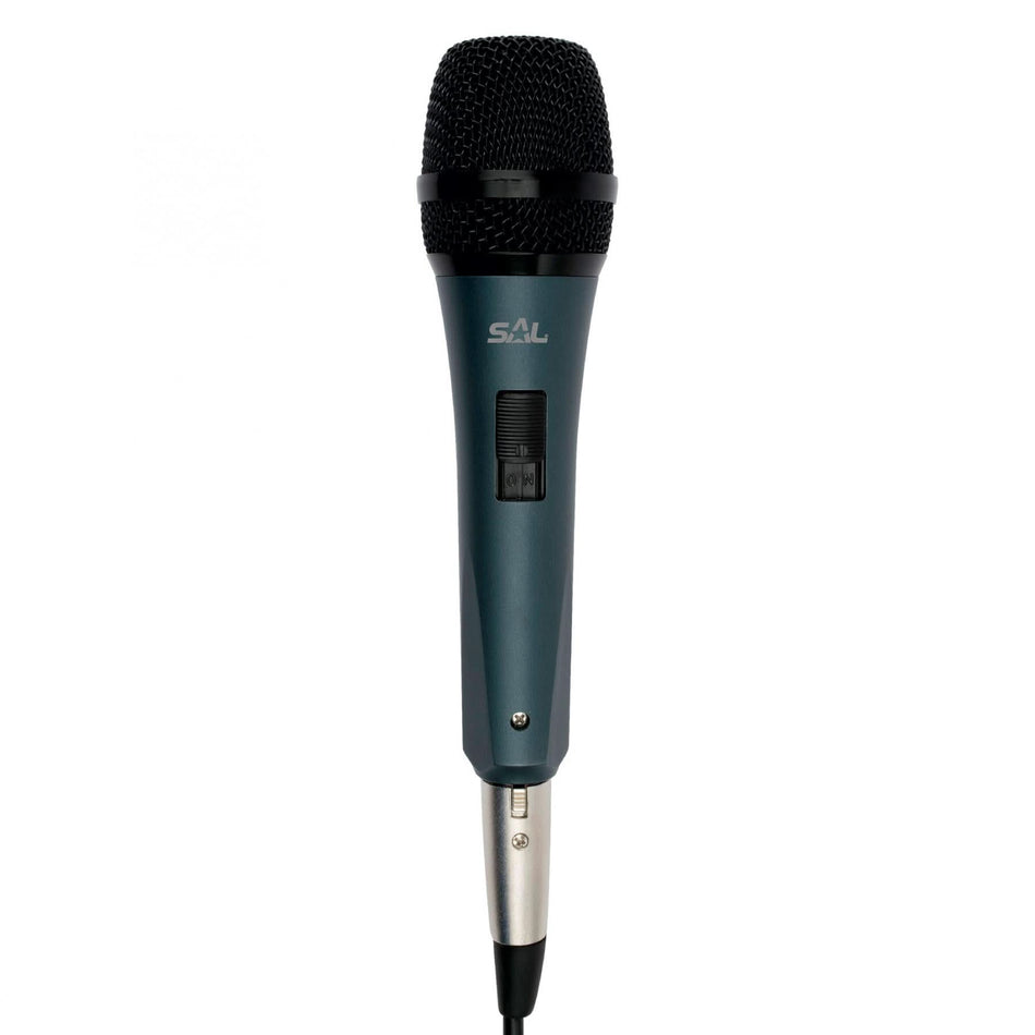 Microfon dinamic de mana, cardioid, XLR–Jack 6.3 mm, full metal, cablu detasabil, cu buton on/off