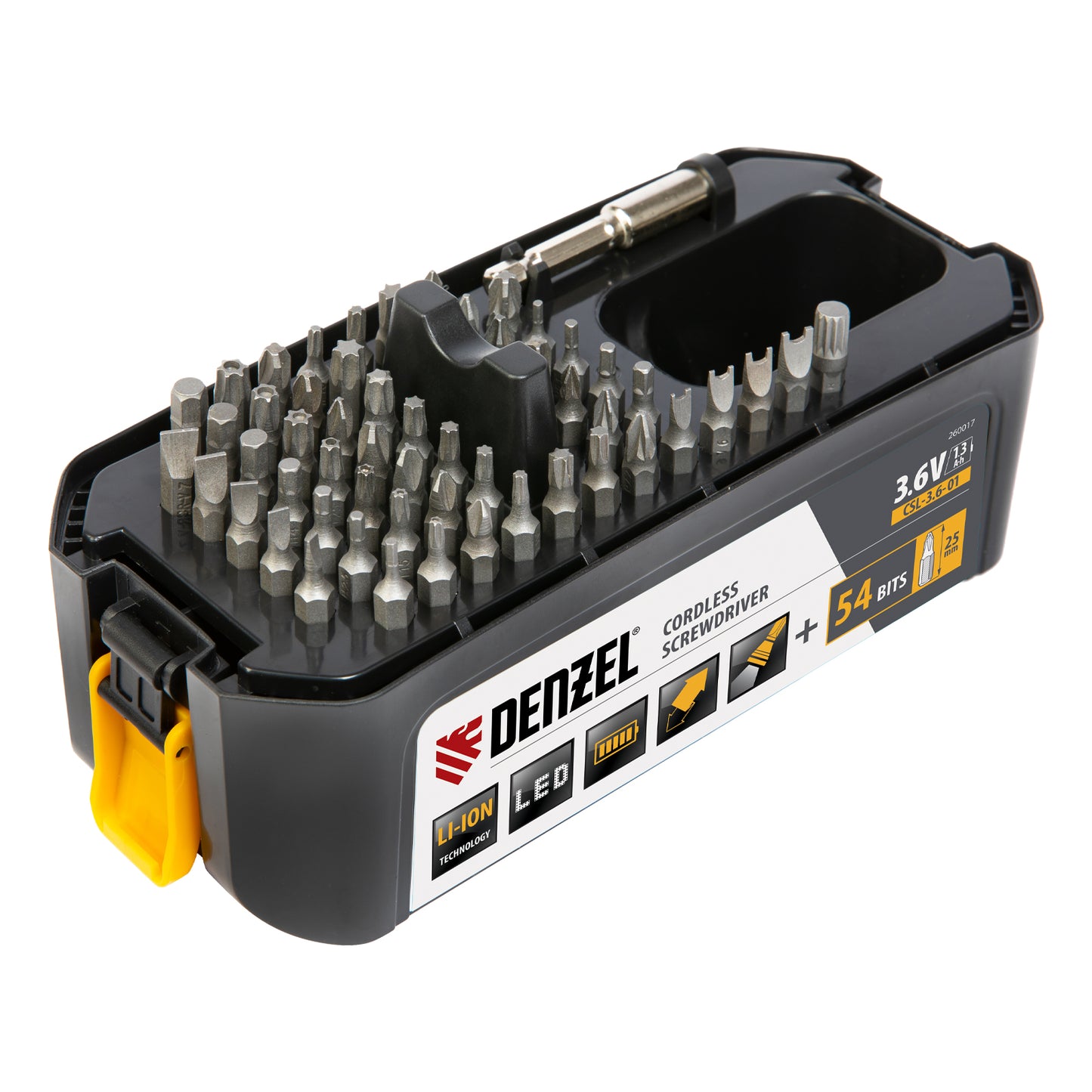 Surubelnita cu acumulator Denzel CSL-3,6-01, Li-Ion 3.6 V, 1.3 Ah, cu accesorii