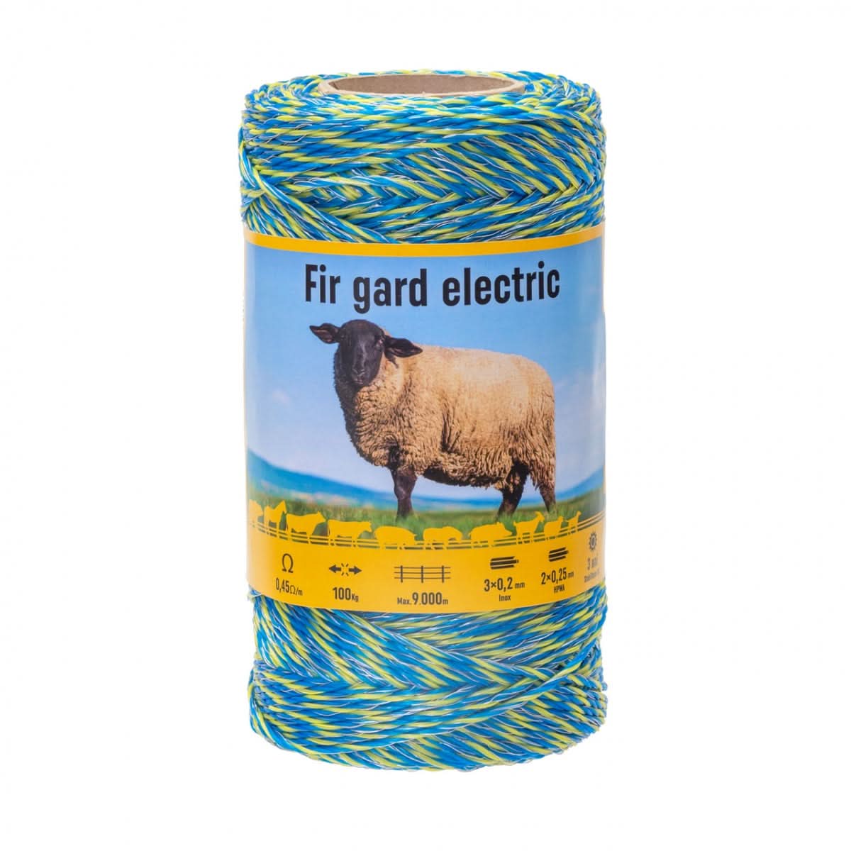 Fir gard electric 250m, rezistență 100kg, rezistență electrică 0,45Ω/m pentru animale domestice și sălbatice