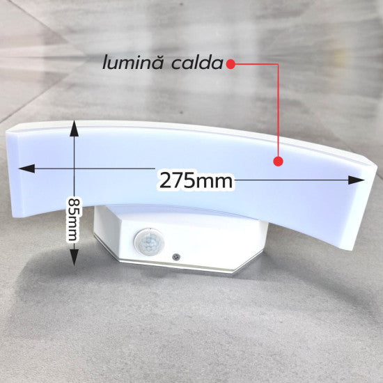 Aplica LED ALBA concava cu senzor, 24W, 2160 lm, 270x65 mm