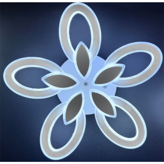 Lustra LED Iris 140W, 5 Brate, Telecomanda IR, 3 Culori, 600 mm