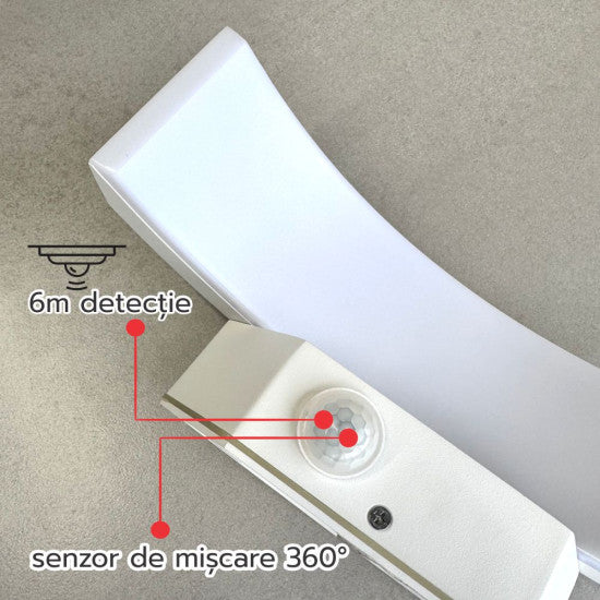 Aplica LED ALBA concava cu senzor, 24W, 2160 lm, 270x65 mm