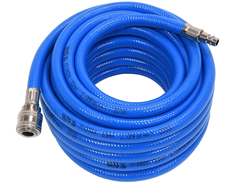Furtun aer comprimat armat 10 mm x 10 m, 2 Mpa, PVC rezistent, cu cuple rapide