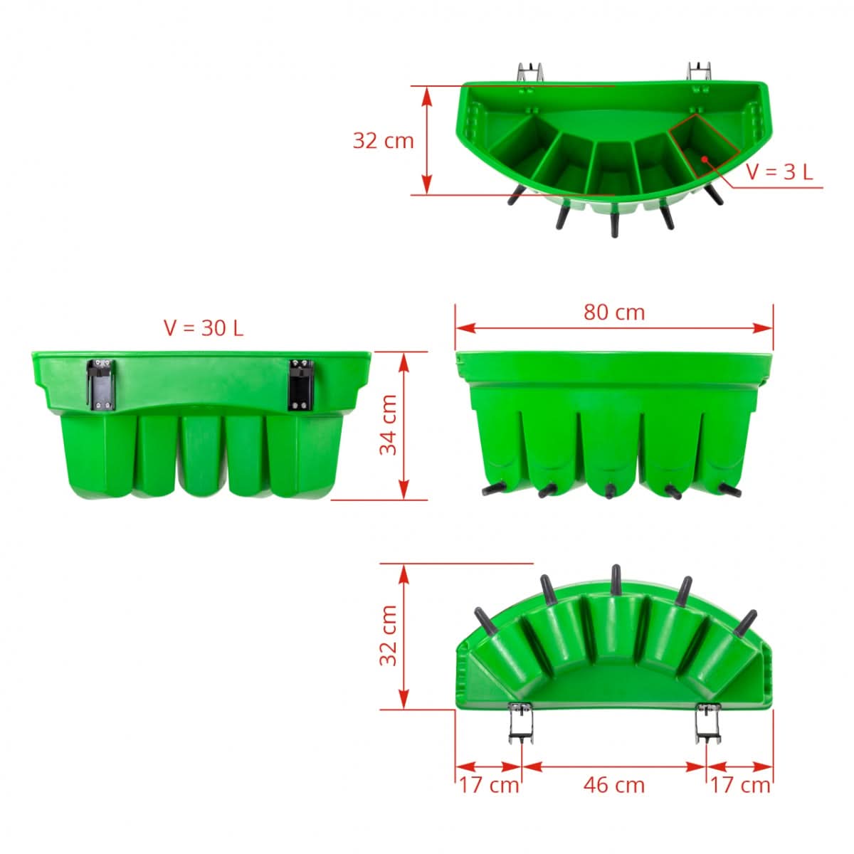 Adapatoare vitei 30L cu 5 tetine cauciuc, compartimentata, fixare usoara