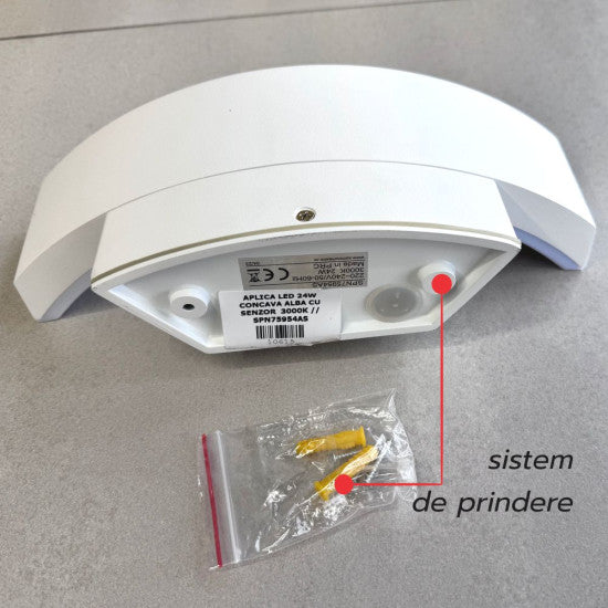 Aplica LED ALBA concava cu senzor, 24W, 2160 lm, 270x65 mm