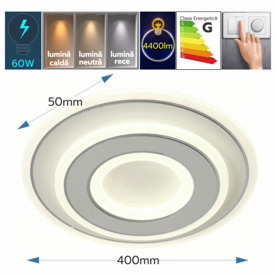 Plafoniera LED Deimos 65W, 4900lm, 400x50mm