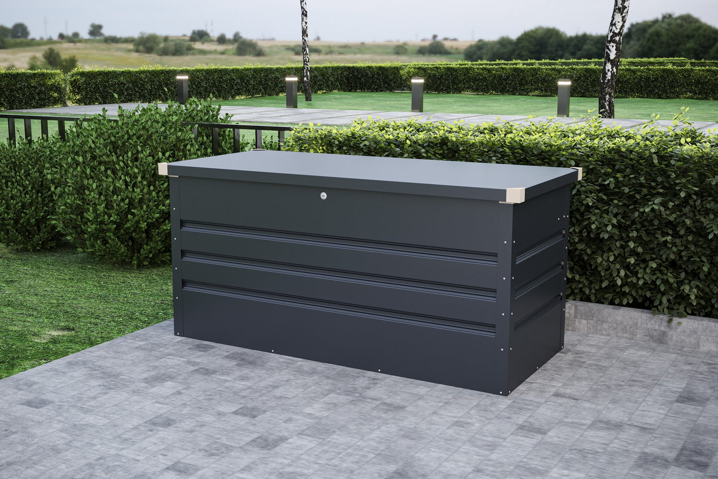 Lada pentru depozitare gradina metalica, KLUGMEISTER Max B, dimensiuni 132x61x62 cm, culoare Gri