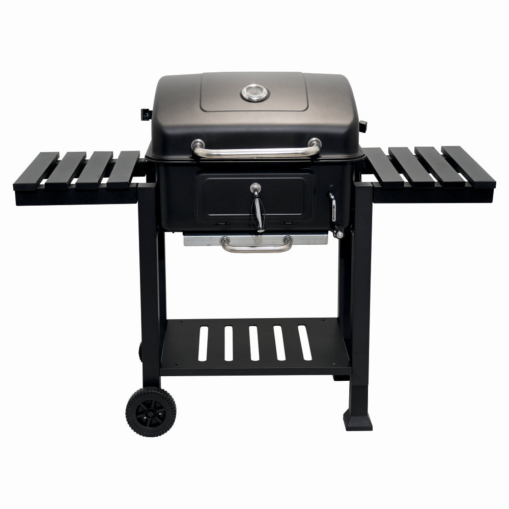 Gratar portabil Klugmeister FT01-017 pe carbune/lemn, otel tratat termic, 54x43 cm, tava cenusa, exterior