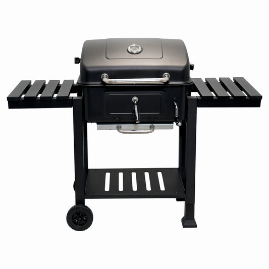 Gratar portabil Klugmeister FT01-017 pe carbune/lemn, otel tratat termic, 54x43 cm, tava cenusa, exterior