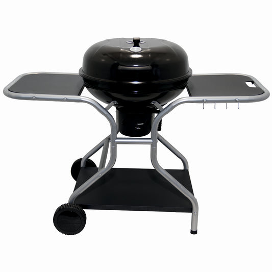 Gratar pe carbuni KLUGMEISTER KY22020T, material otel, cu capac si roti de deplasare, inaltime gatire 78 cm, dimensiuni 133x67x98 cm