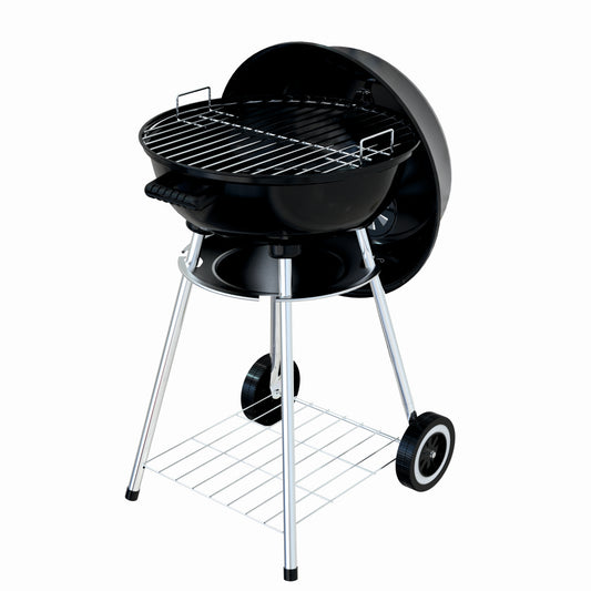 Gratar pe carbuni KLUGMEISTER KY22018A, material otel, cu capac si roti de deplasare, diametru gatire 54 cm, inaltime gatire 78 cm