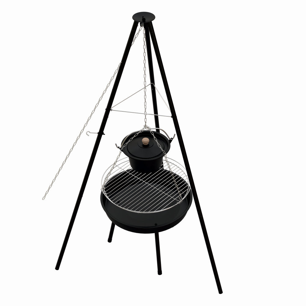 Gratar pe carbuni KLUGMEISTER KY23020A, material otel, suspendat, cu trepied, diametru 49 cm