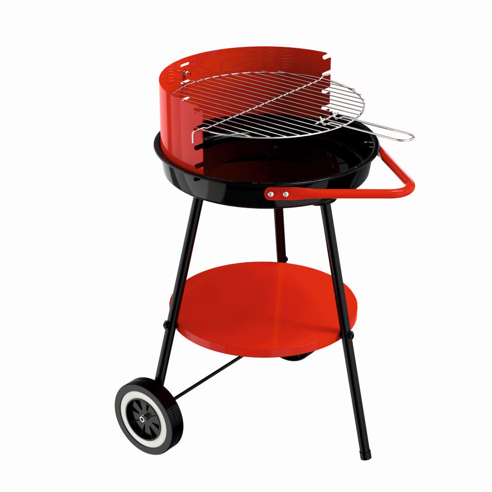 Gratar pe carbuni KLUGMEISTER KY23016A, material otel, circular, portabil, inaltime gatire 59-69 cm, cu roti deplasare