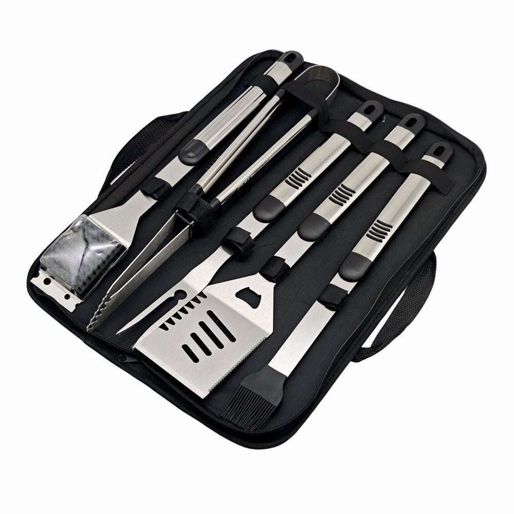 Set ustensile pentru gratar 5 piese KLUGMEISTER KY008, geanta inclusa, furculita + spatula + cleste + doua perii