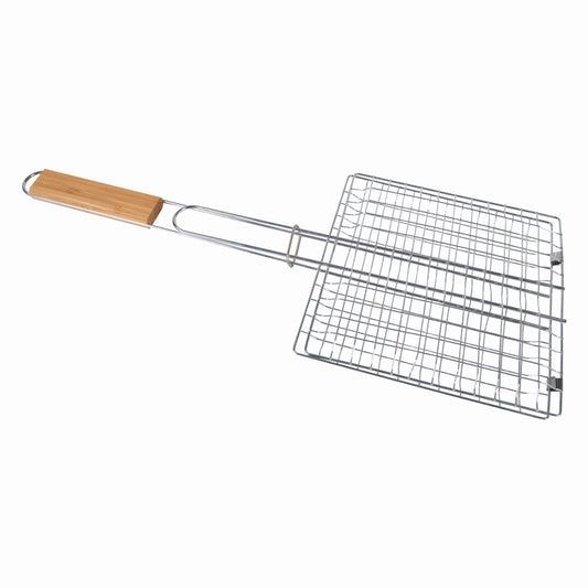 Suport carne pentru gratar KLUGMEISTER KY049, din otel, cu maner de lemn