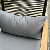 Set mobilier terasa/gradina KLUGMEISTER KJF3298, doua fotolii + canapea + masuta, cu perne incluse, culoare gri/negru