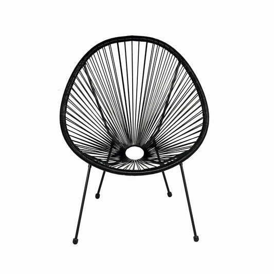 Scaun terasa KLUGMEISTER JFC038 72x74x86 cm, structura din otel, sezut din ratan, culoare neagra