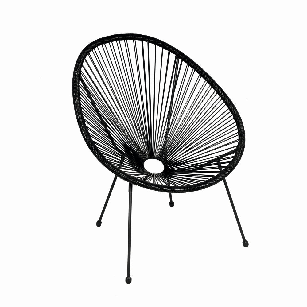 Scaun terasa KLUGMEISTER JFC038 72x74x86 cm, structura din otel, sezut din ratan, culoare neagra