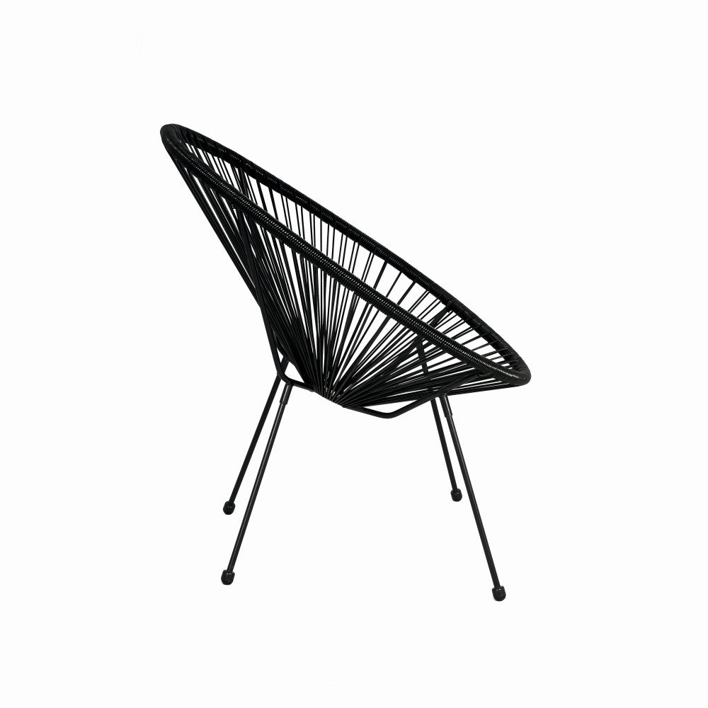 Scaun terasa KLUGMEISTER JFC038 72x74x86 cm, structura din otel, sezut din ratan, culoare neagra