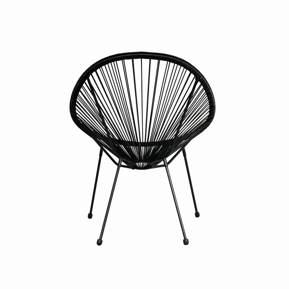 Scaun terasa KLUGMEISTER JFC038 72x74x86 cm, structura din otel, sezut din ratan, culoare neagra