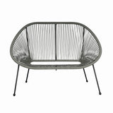 Set mobilier terasa/gradina KLUGMEISTER KJF3643, doua scaune + canapea + masuta, material otel + ratan, culoare gri