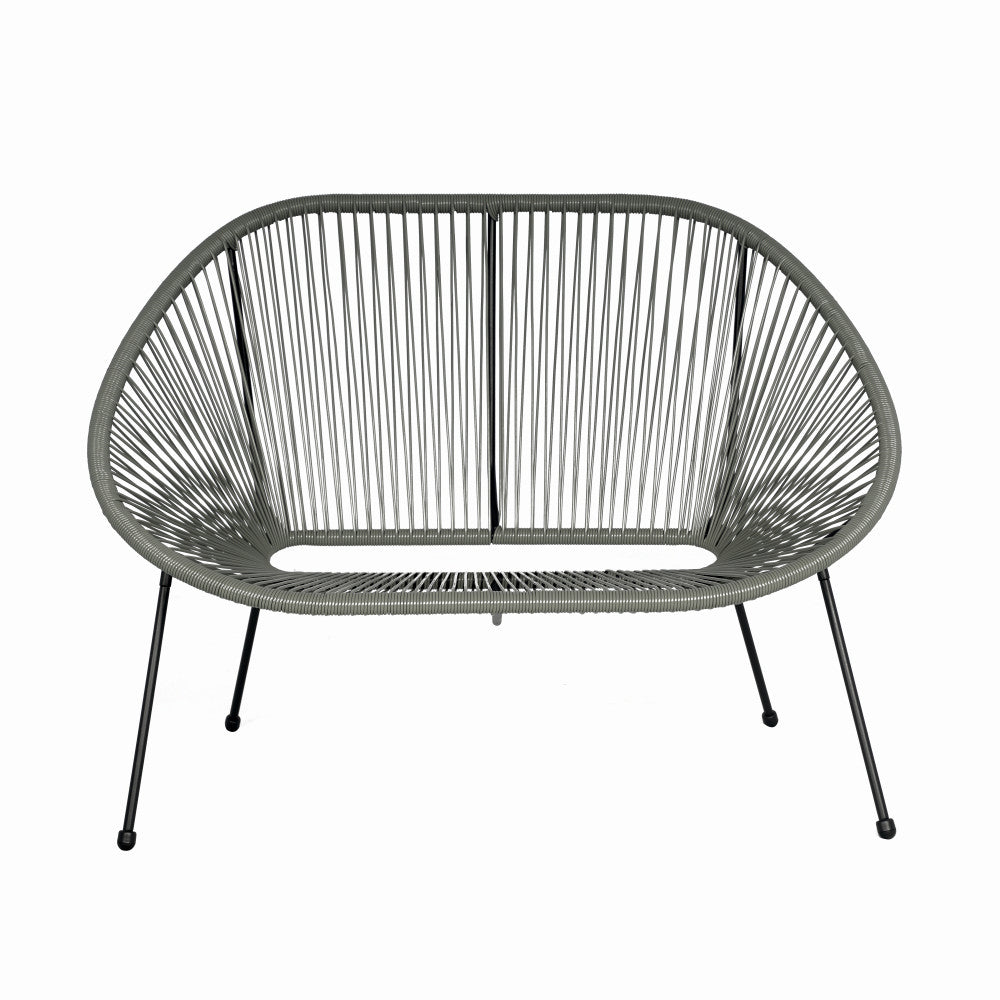 Set mobilier terasa/gradina KLUGMEISTER KJF3643, doua scaune + canapea + masuta, material otel + ratan, culoare gri