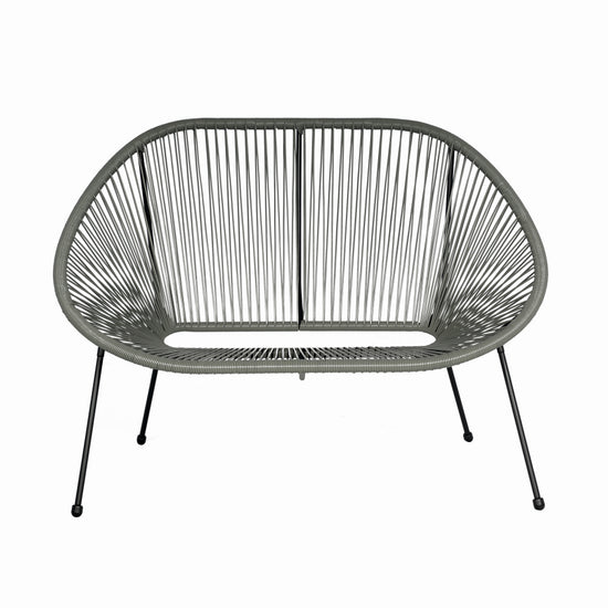 Set mobilier terasa/gradina KLUGMEISTER KJF3643, doua scaune + canapea + masuta, material otel + ratan, culoare gri