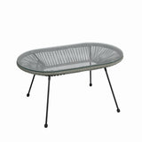 Set mobilier terasa/gradina KLUGMEISTER KJF3643, doua scaune + canapea + masuta, material otel + ratan, culoare gri