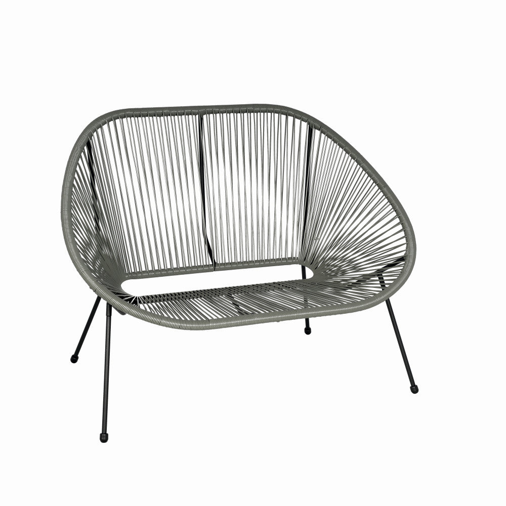 Set mobilier terasa/gradina KLUGMEISTER KJF3643, doua scaune + canapea + masuta, material otel + ratan, culoare gri