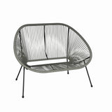 Set mobilier terasa/gradina KLUGMEISTER KJF3643, doua scaune + canapea + masuta, material otel + ratan, culoare gri