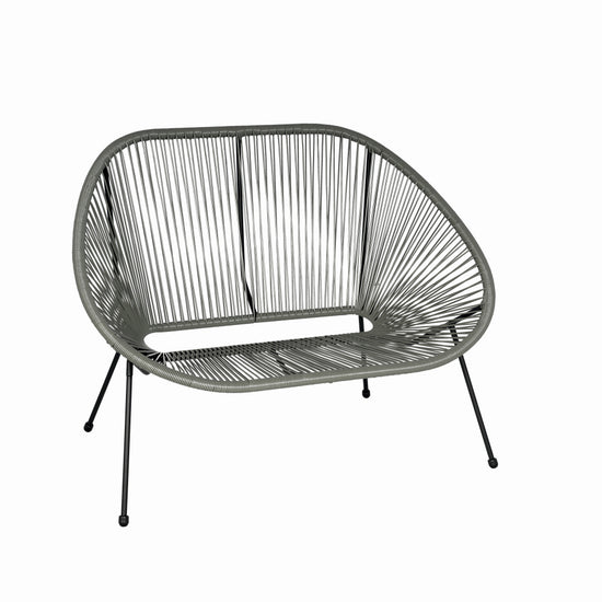 Set mobilier terasa/gradina KLUGMEISTER KJF3643, doua scaune + canapea + masuta, material otel + ratan, culoare gri