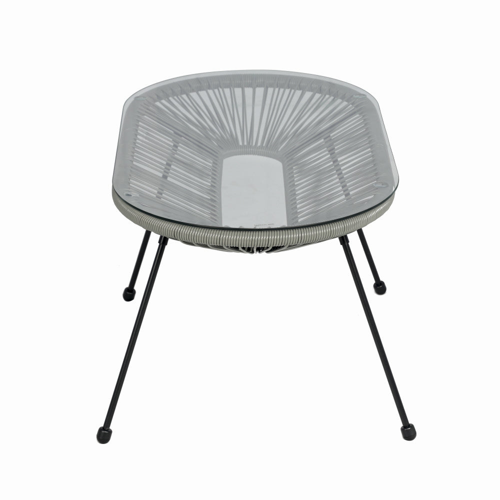 Set mobilier terasa/gradina KLUGMEISTER KJF3643, doua scaune + canapea + masuta, material otel + ratan, culoare gri