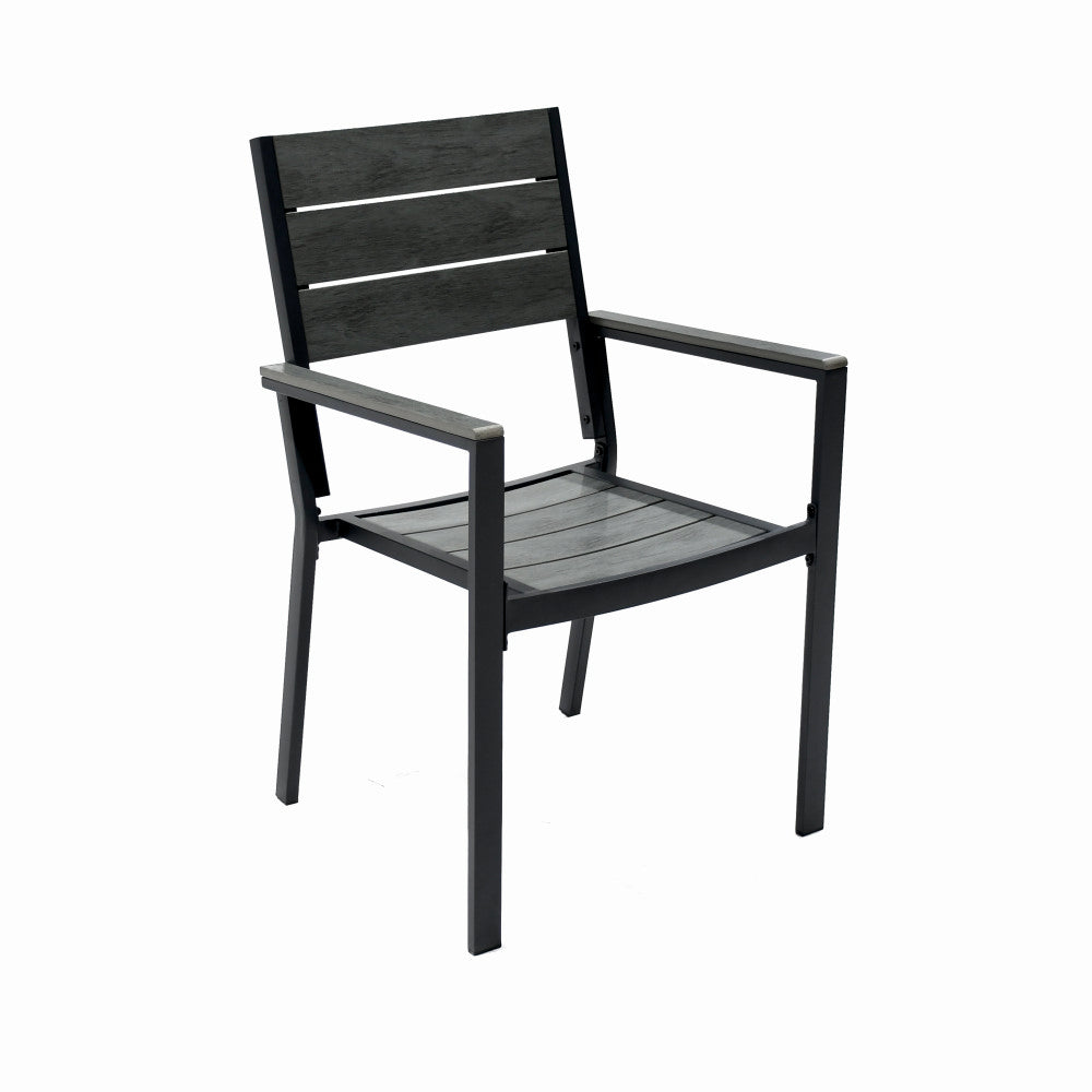 Set mobilier terasa/gradina KLUGMEISTER KJT2056, structura din otel, masa + 6 scaune din HDPE, culoare gri