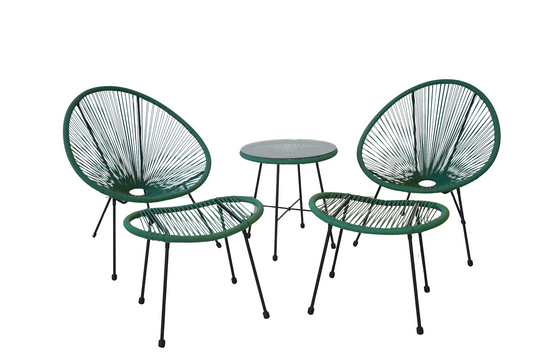 Set mobilier terasa/gradina KLUGMEISTER KLFC042, doua scaune + masa + doua suporturi picioare, verde